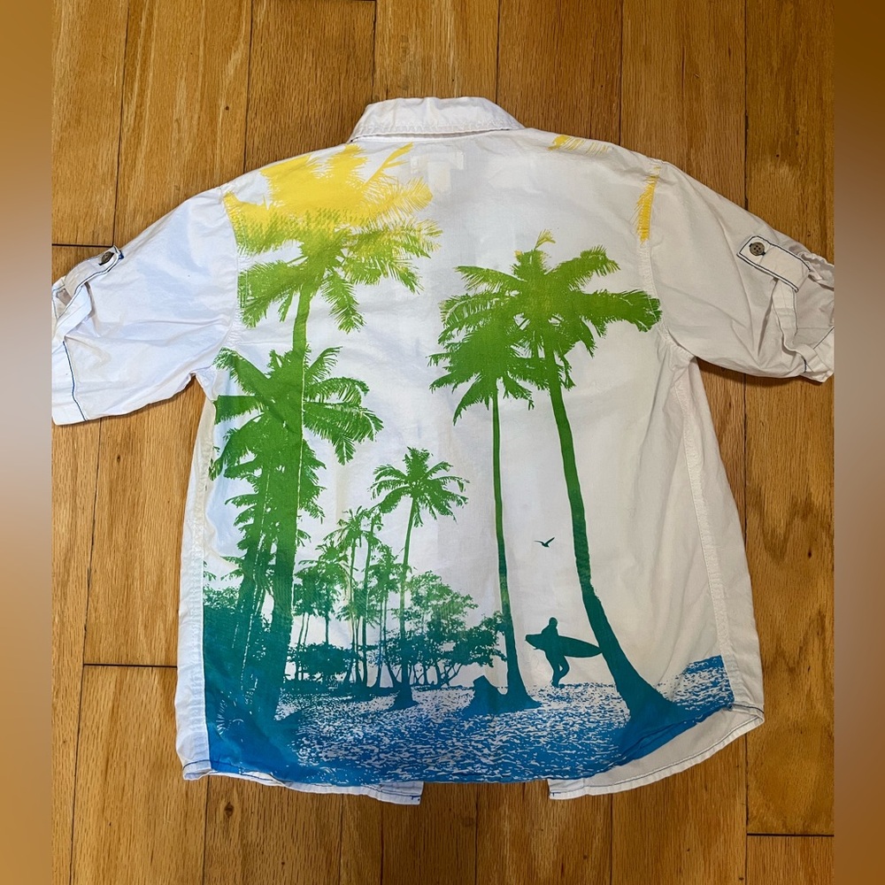 Tropical Print Boys Button Up Shirt